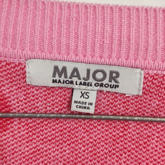Major Label Group Pink Hearts Button Down Cardigan Sweater Womens Extra Small XS - Picture 3 of 4